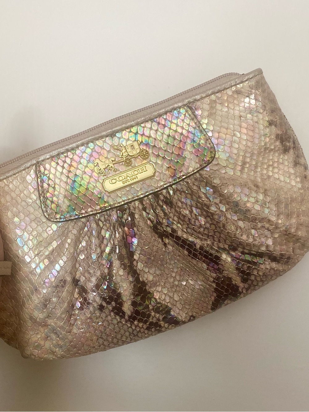 Amazing! Y2K Coach Amanda Opal Python Capacity Wristlet Clutch NWT premium model